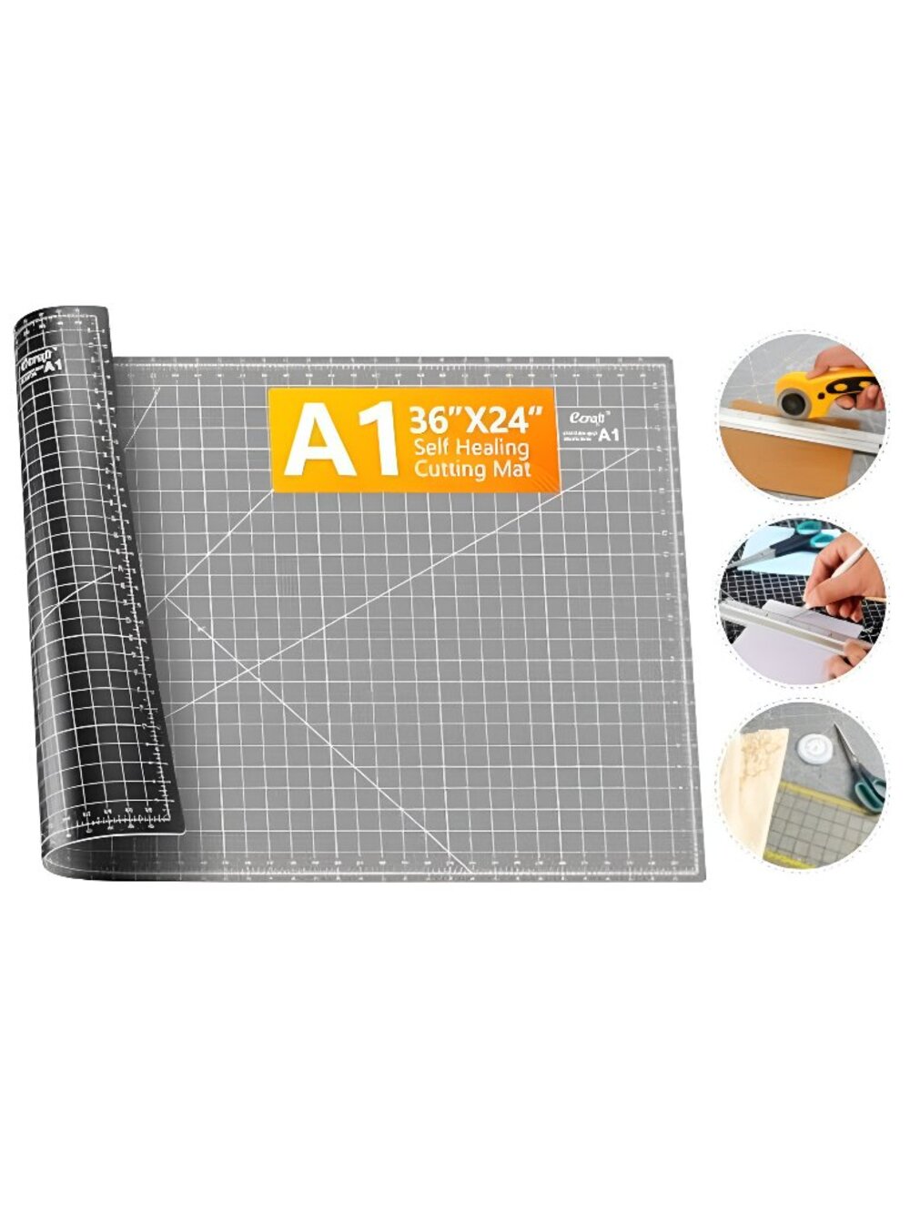 Large Self Healing Cutting Mat: 24" x 36" Double Sided 5-Ply Hobby Mat